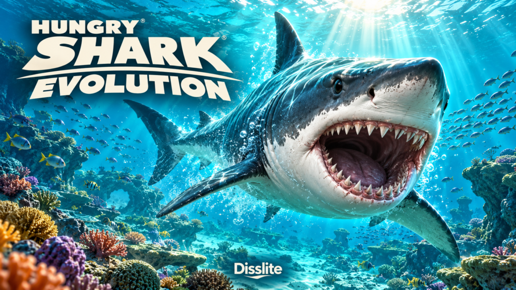غلاف توضيحي لـ Hungry Shark Evolution على موقع Disslite